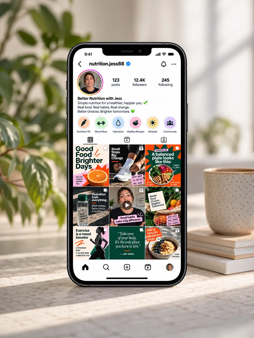Instagram profile design for a nutrition coach