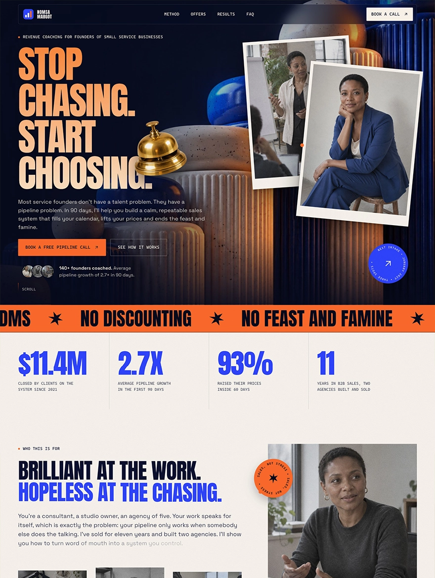 Revenue coaching website for Nomsa Margot